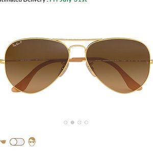 Ray Ban Aviator Sunglasses Non Polarized Gold